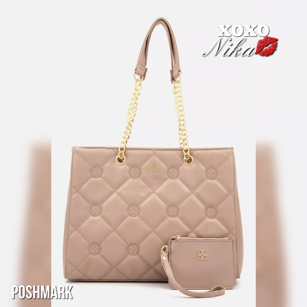 🌼Daisy Fuentes Women Quilted Sedona Tote Bag, Tan🌼